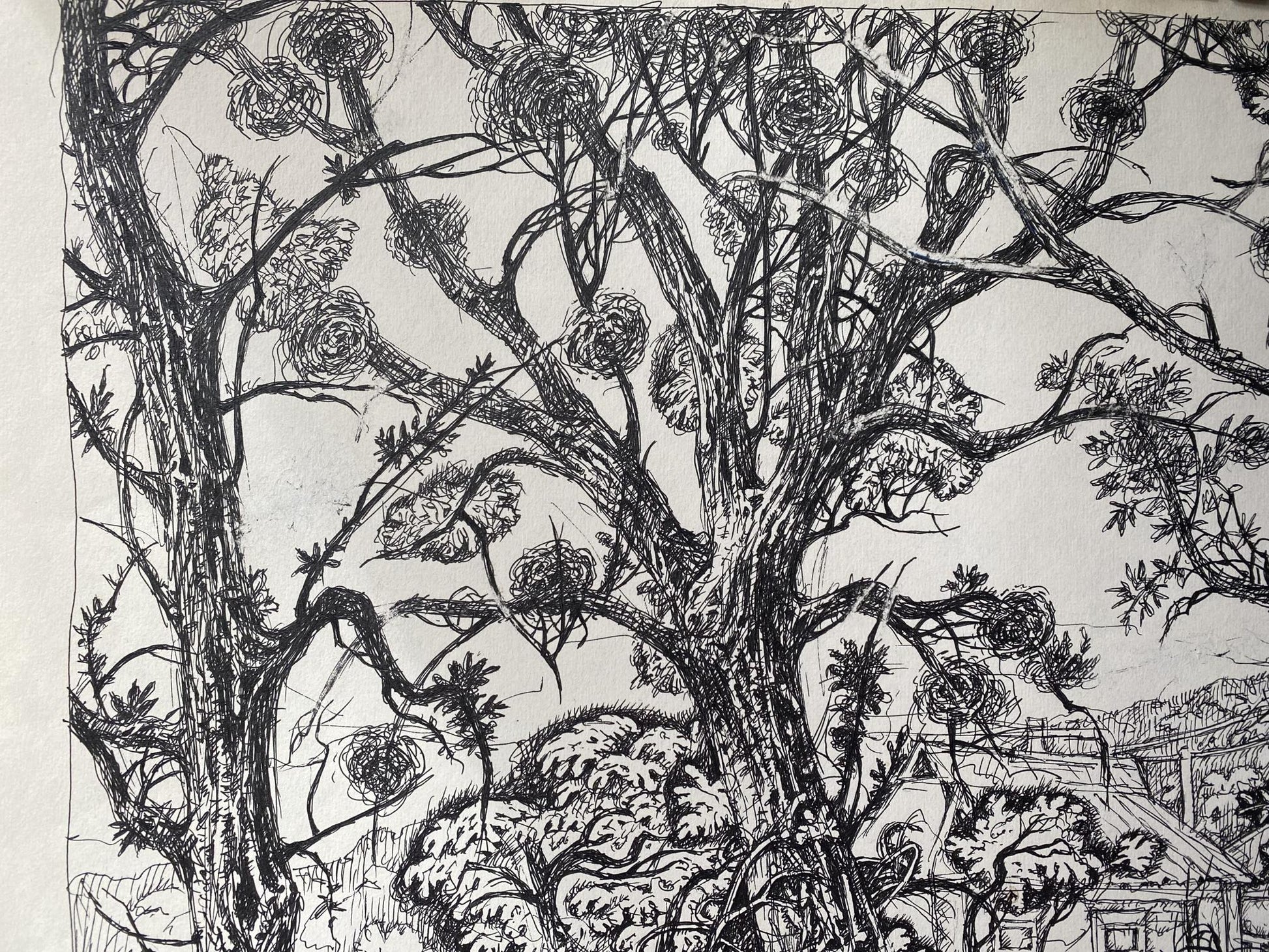 Ink depiction of a landscape by Oleg Arkad'yevich Litvinov