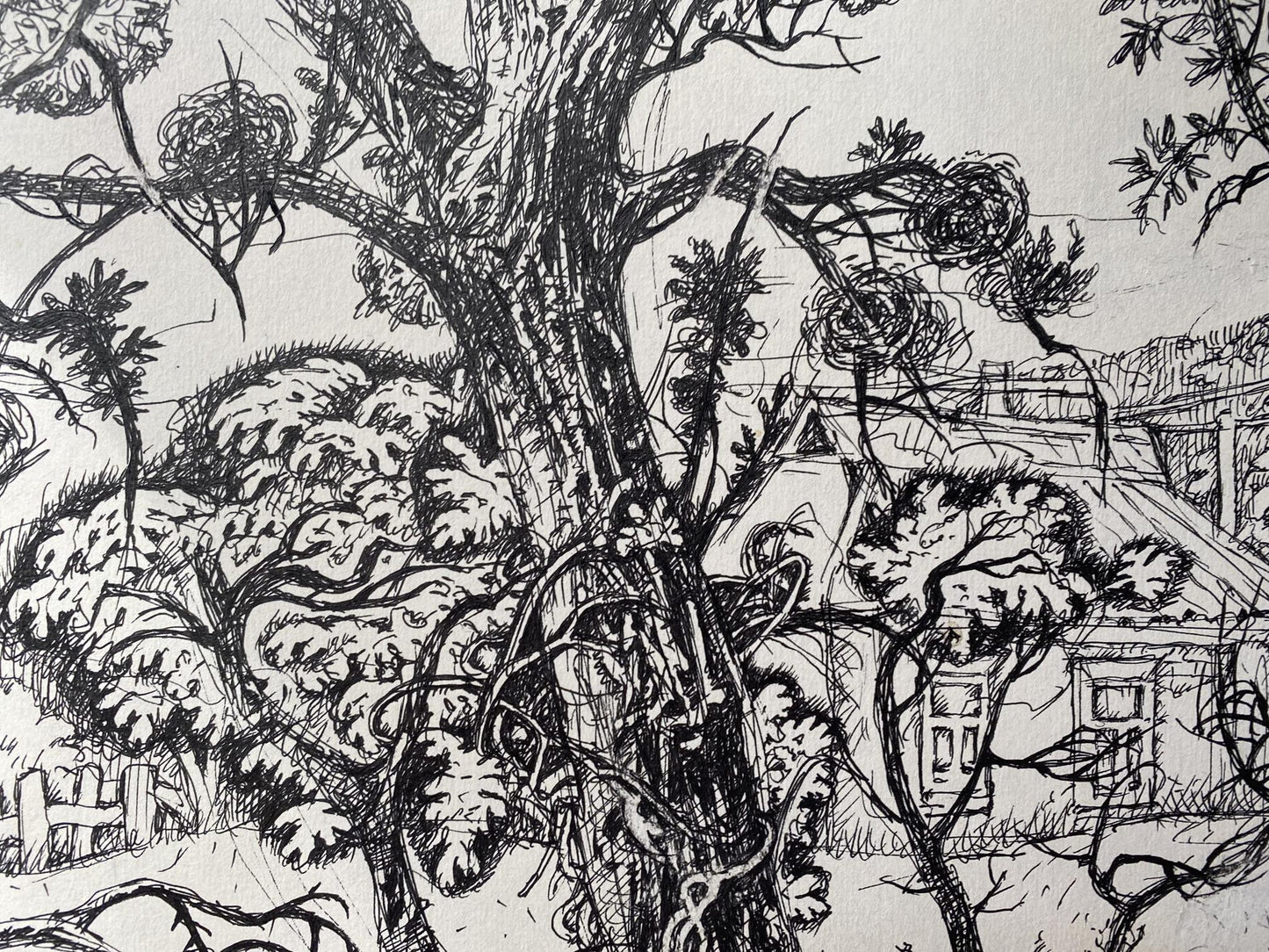 Landscape painted in ink by Oleg Arkad'yevich Litvinov