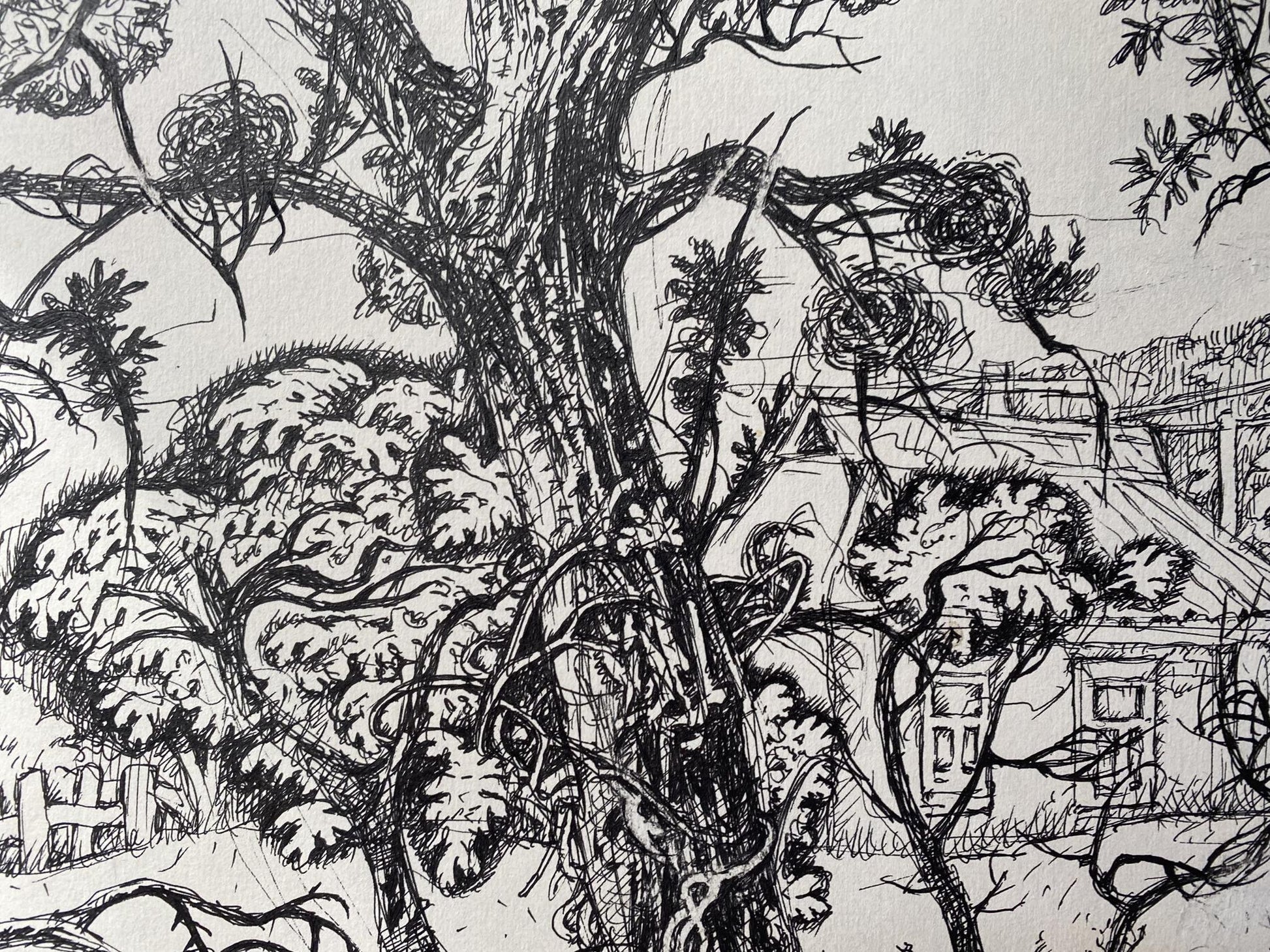 Landscape painted in ink by Oleg Arkad'yevich Litvinov