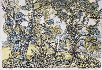 Ink painting Landscape with a goat Litvinov Oleg Arkad'yevich