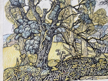 Ink painting Landscape with a goat Litvinov Oleg Arkad'yevich