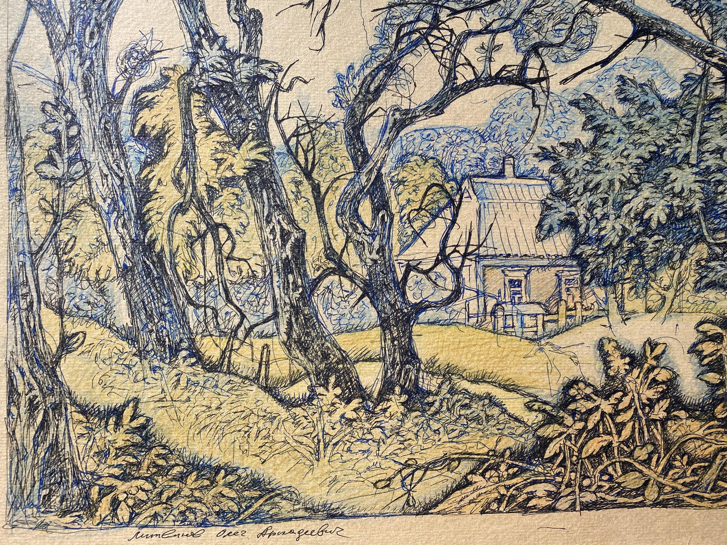 Ink, pencil painting October Litvinov Oleg Arkad'yevich