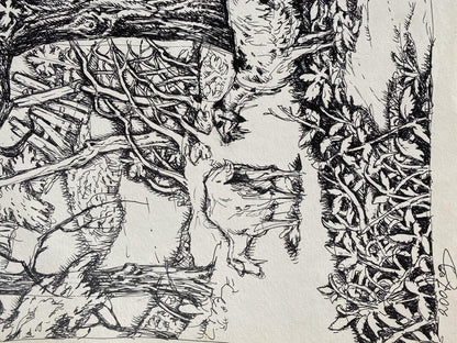 Ink, painting "Series of paintings"Landscape with a goat" Litvinov Oleg Arkad'yevich