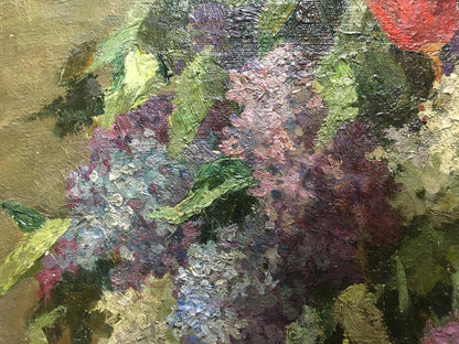 Oil painting Lilacs and tulips in the morning Unknown artist