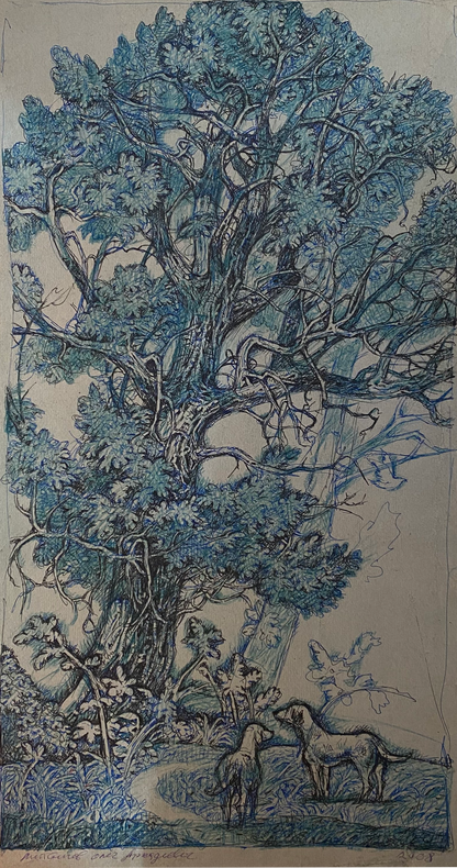 Ink, pencil painting Doggies Litvinov Oleg Arkad'yevich