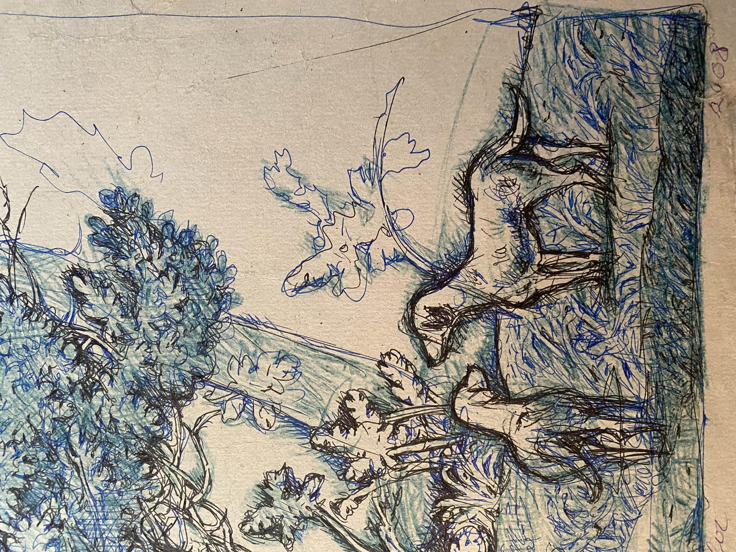 Ink, pencil painting Doggies Litvinov Oleg Arkad'yevich