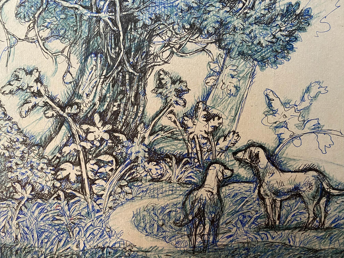 Ink, pencil painting Doggies Litvinov Oleg Arkad'yevich