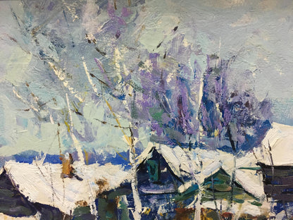 Oil painting Winter landscape Petrov Ivan Semenovich