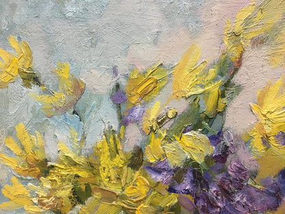 Oil painting Lilac and daisies  D. Varikutsa