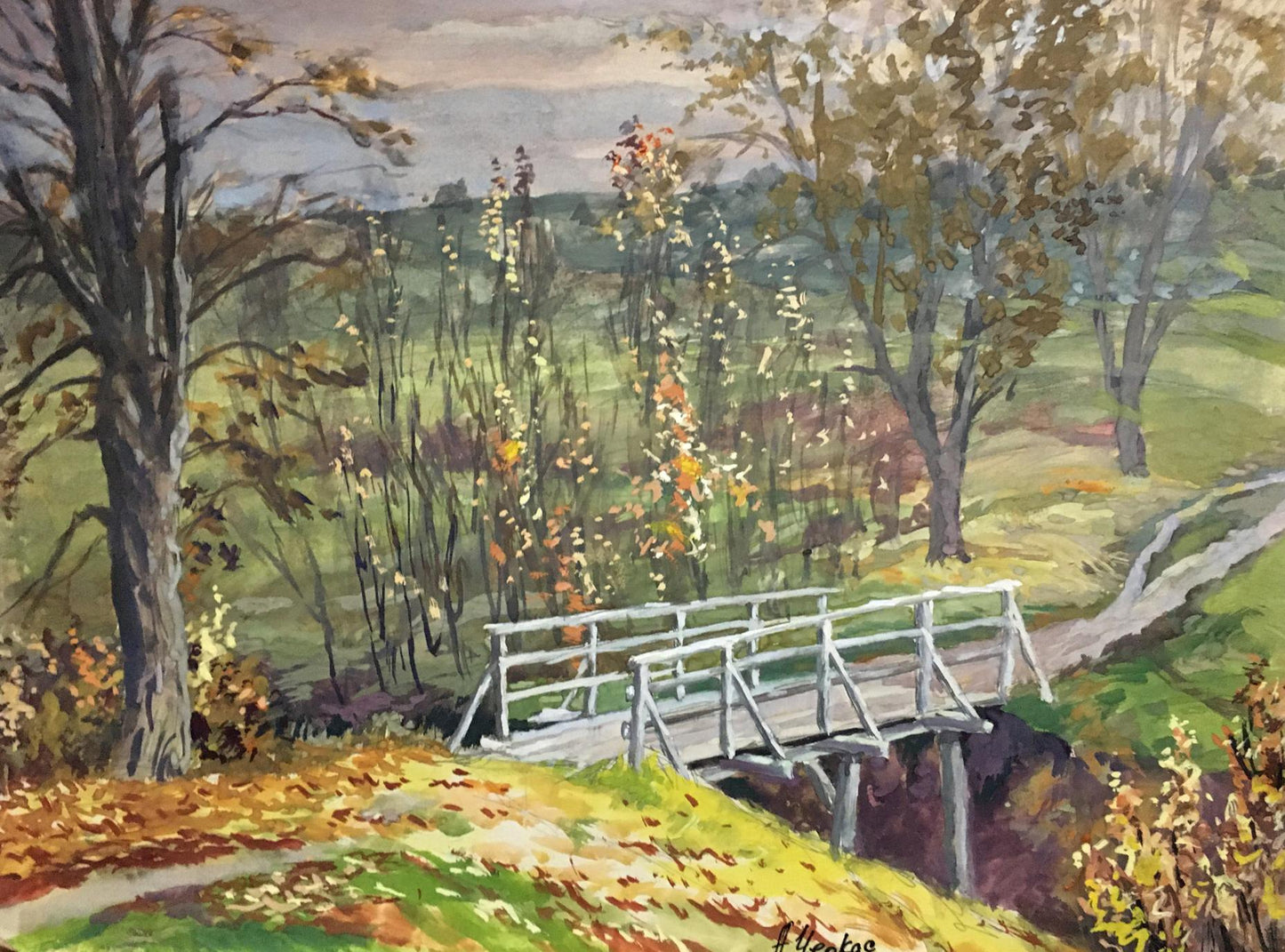Gouache painting Bridge Cherkas A.G.