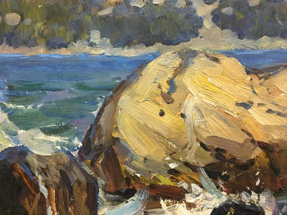 Oil painting The beauty of the sea and mountains Petr Kolomoitsev