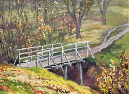 Gouache painting Bridge Cherkas A.G.