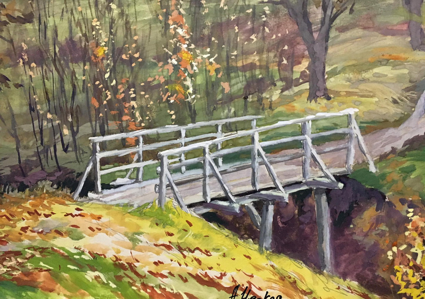 Gouache painting Bridge Cherkas A.G.