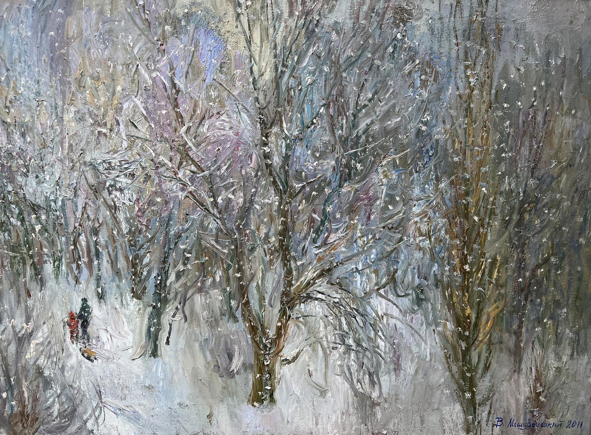 Oil painting It was snowing V. Mishurovsky