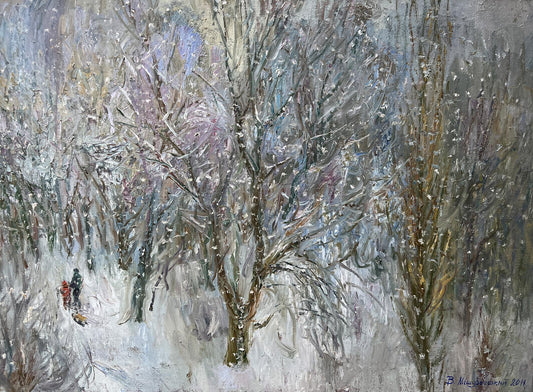 Oil painting It was snowing V. Mishurovsky