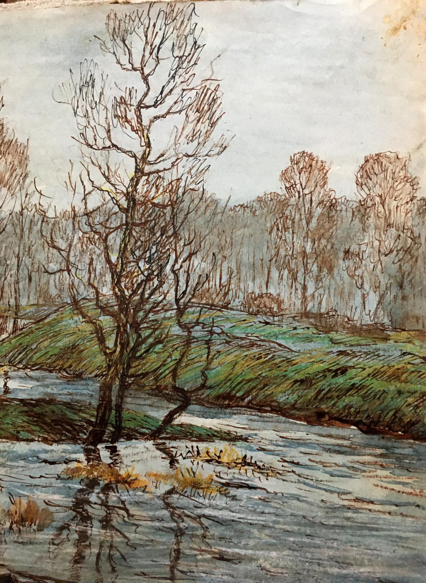 Watercolor painting River walk Cherkas A.G.
