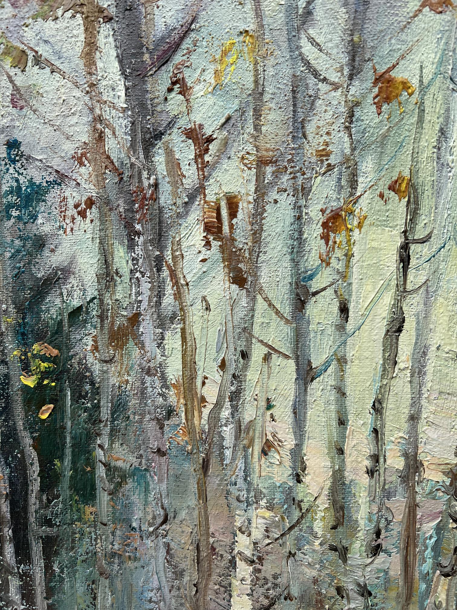 Oil painting Winter Forest Landscape 