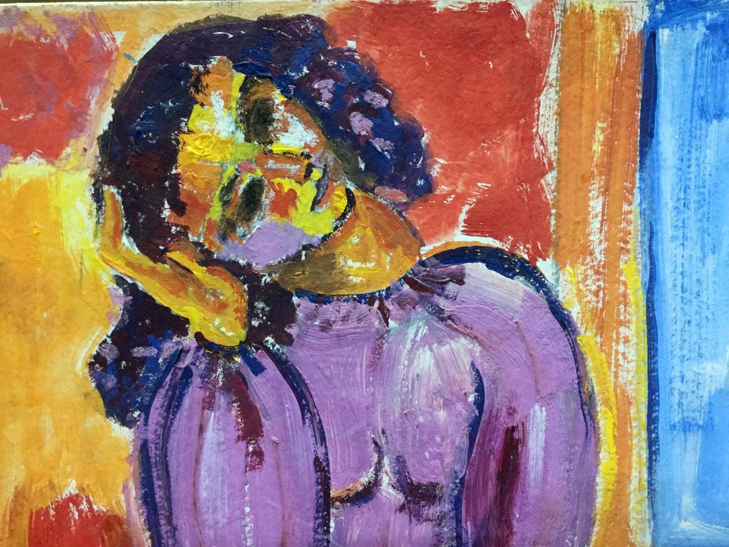 Oil painting Portrait of a lonely girl