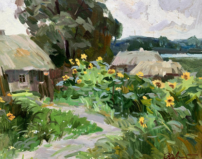 Oil painting Old village Yuri Aleksandrochkin