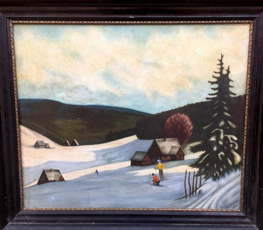 Oil painting Skiers K. Siegmund