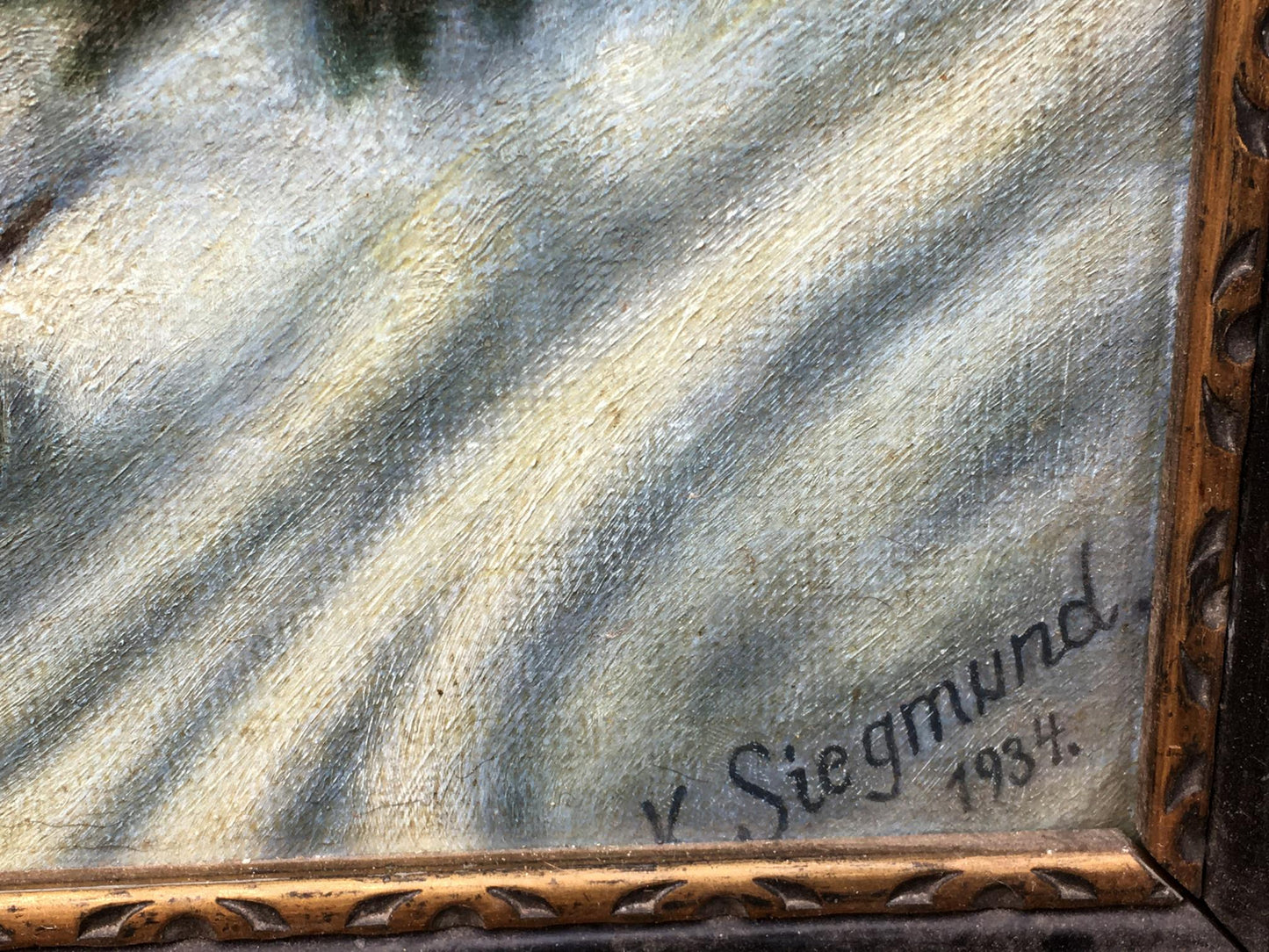 Oil painting Skiers K. Siegmund