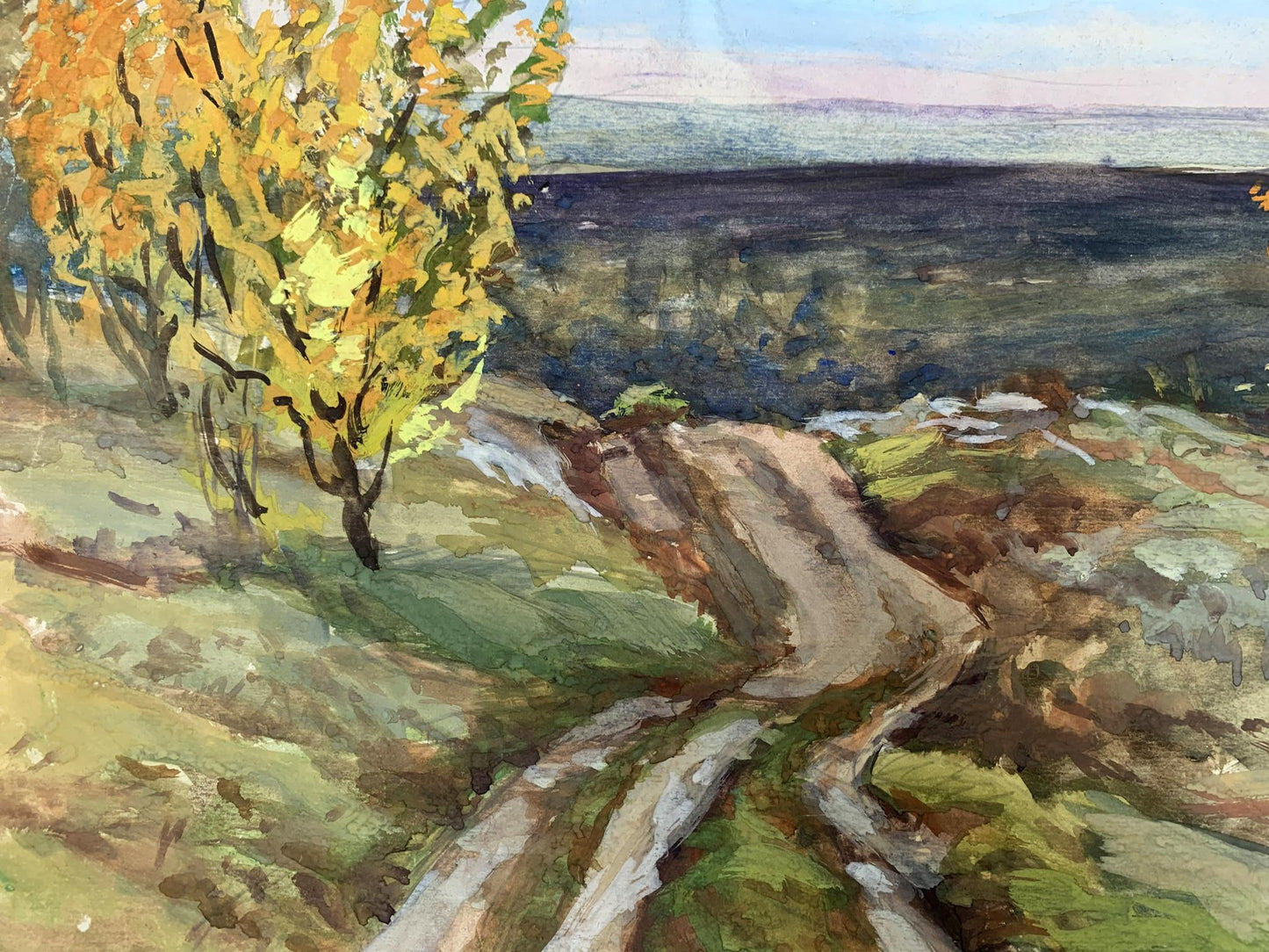 Watercolor painting Path in the field A. G. Cherkas