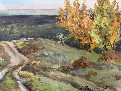 Watercolor painting Path in the field A. G. Cherkas