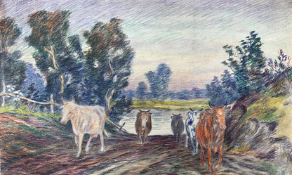 Colored painting Walked by the river A. G. Cherkas