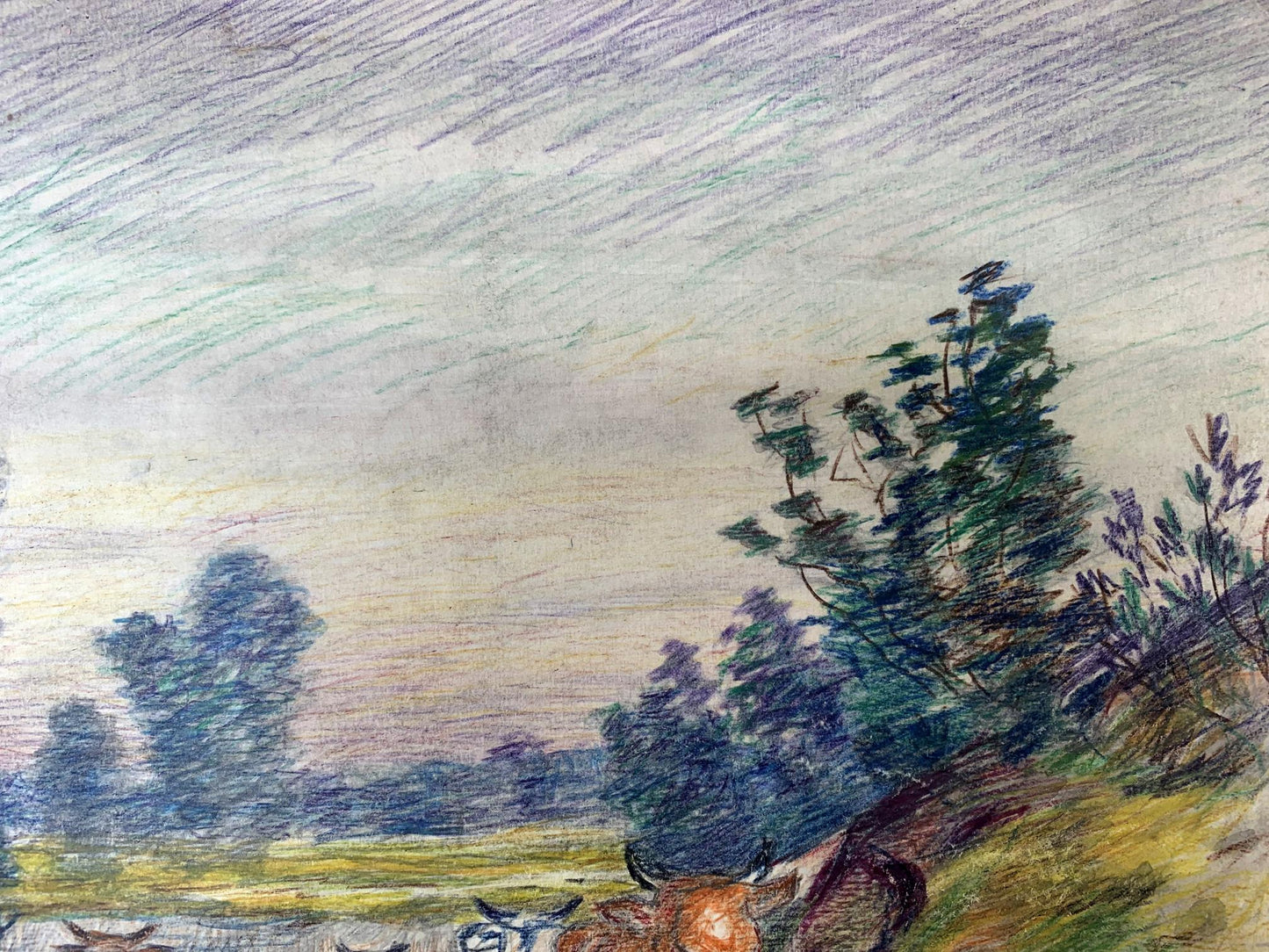 Colored painting Walked by the river A. G. Cherkas