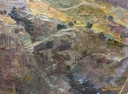 Double oil painting Landscapes. Castle