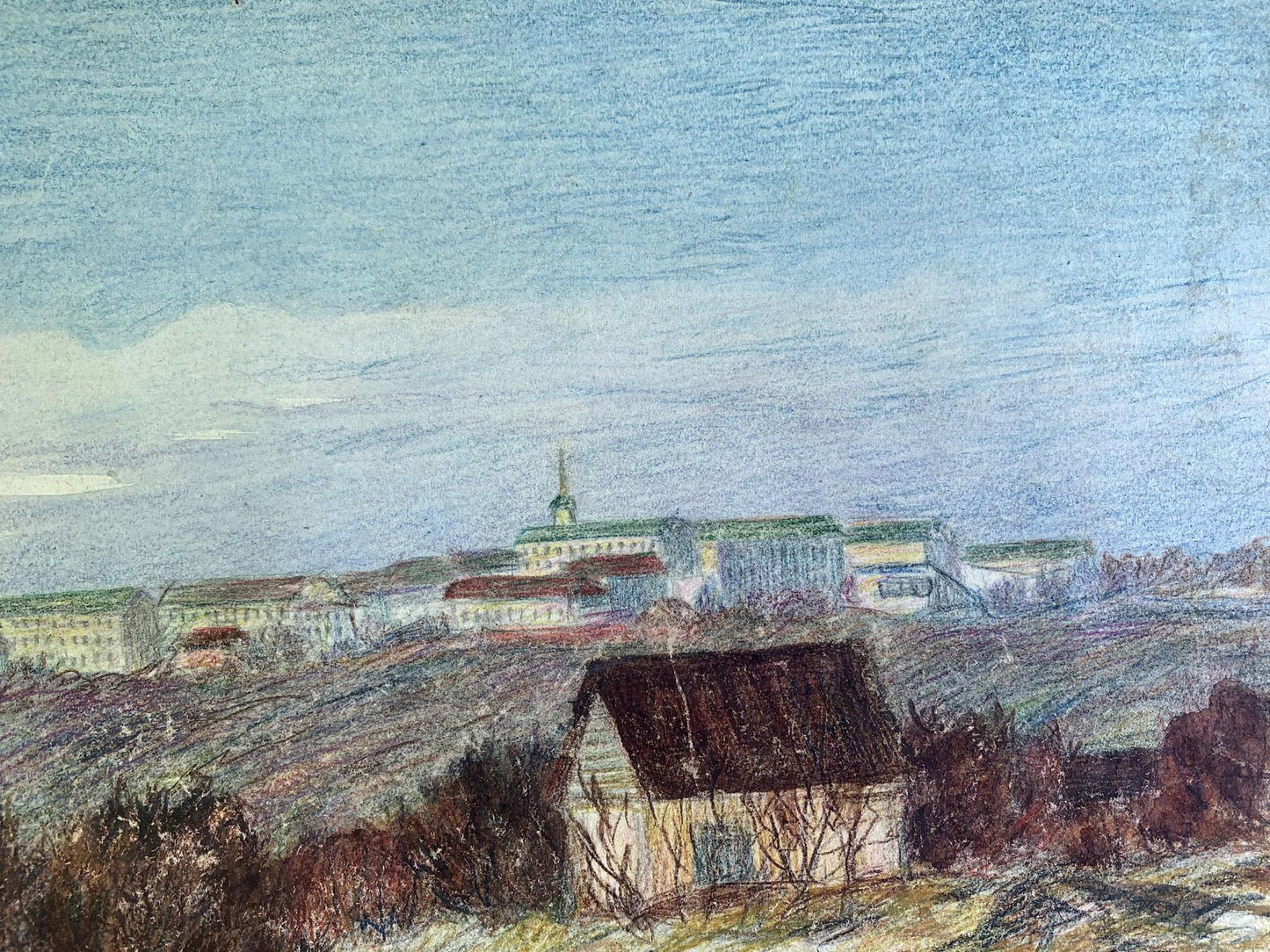 Colored pencils painting Early spring A. G. Cherkas