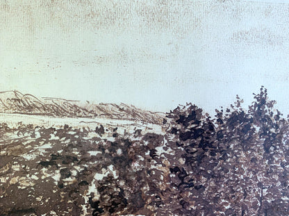 Sepia painting Rural houses A. G. Cherkas