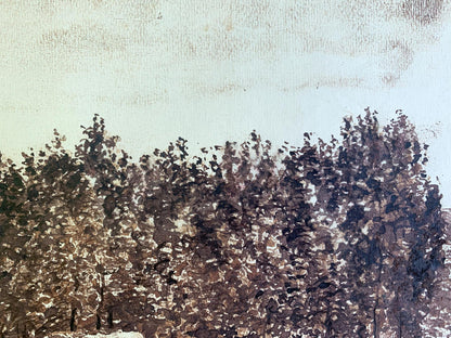 Sepia painting Rural houses A. G. Cherkas