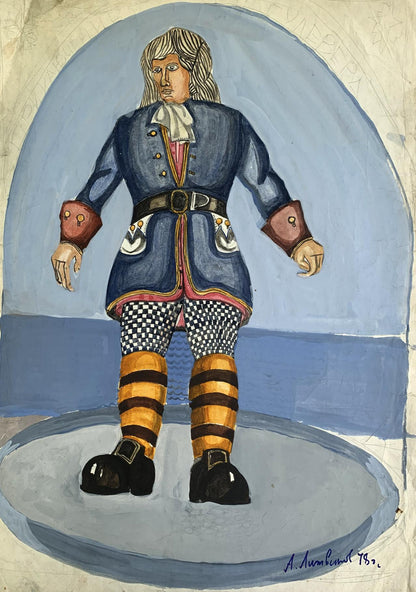 Watercolor painting Full-length portrait of a man Alexander Arkadievich Litvinov