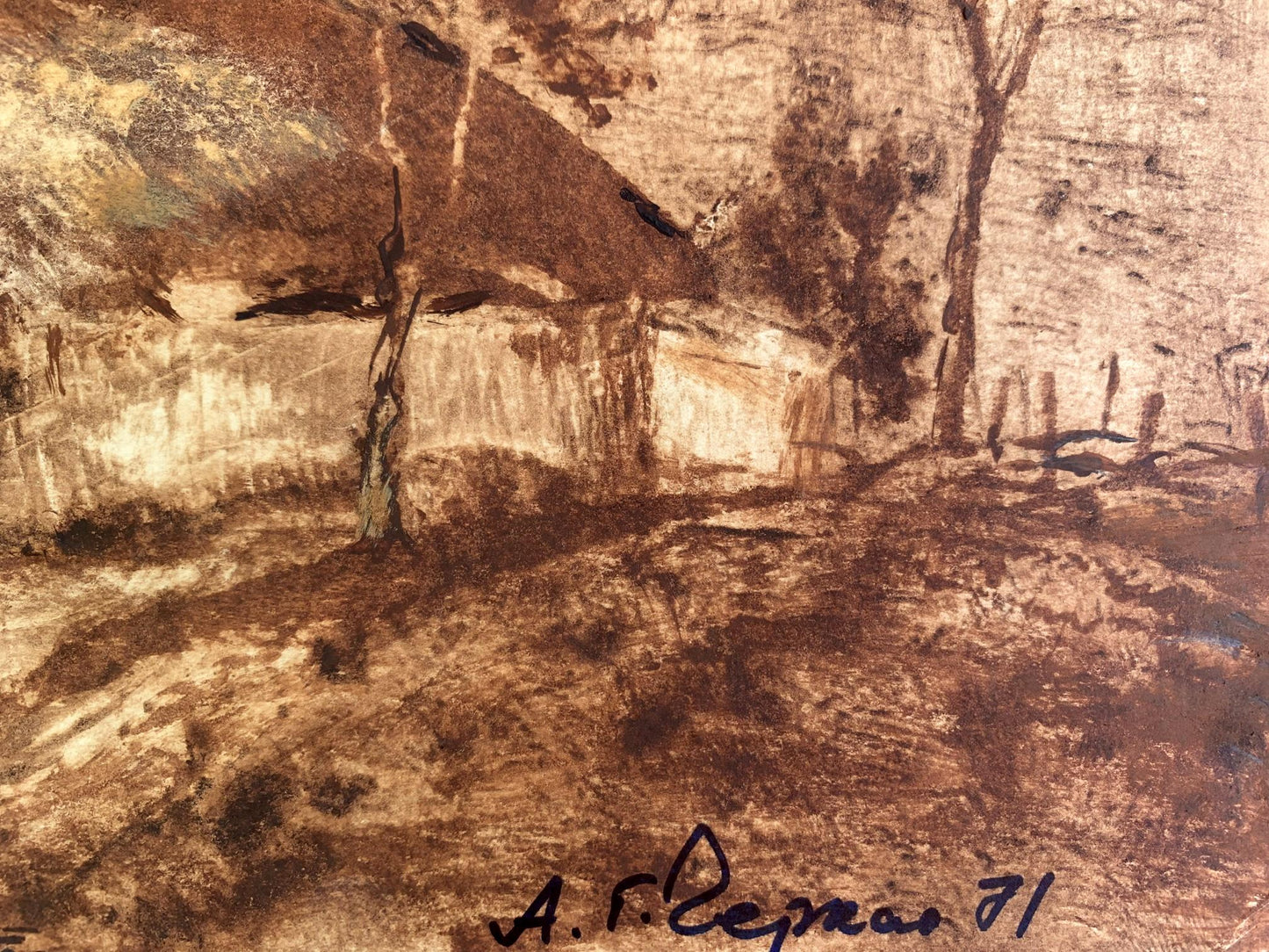 Sepia painting One morning A. G. Cherkas