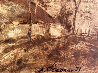 Sepia painting One morning A. G. Cherkas
