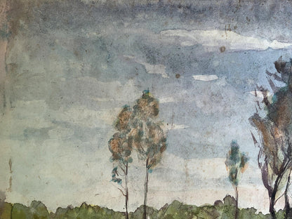 Watercolor painting Stump road A. G. Cherkas