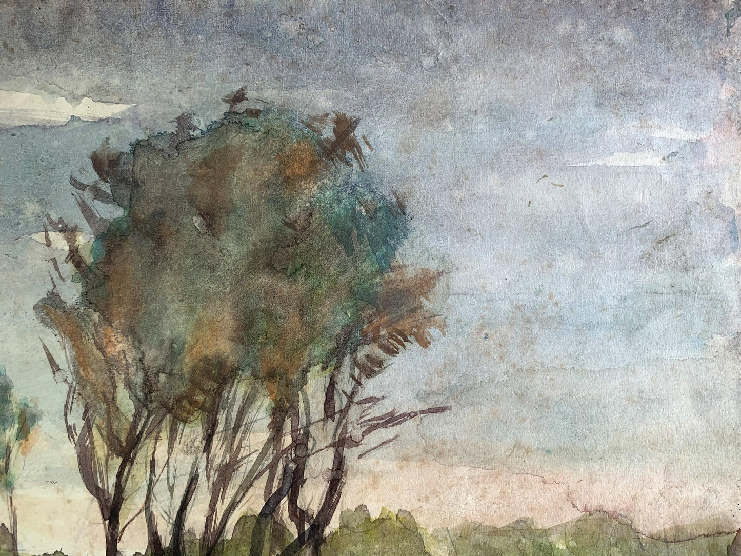 Watercolor painting Stump road A. G. Cherkas