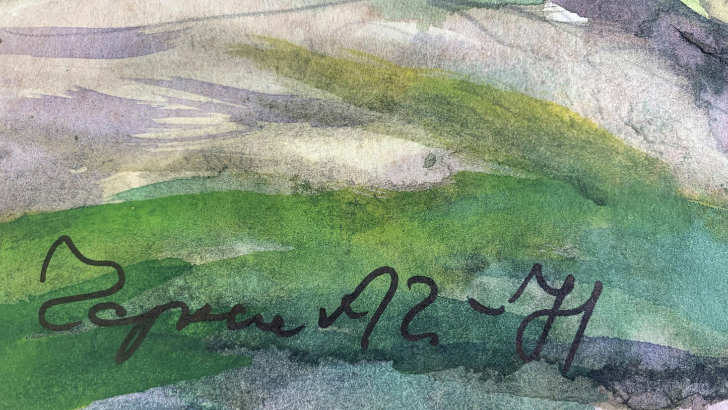 Watercolor painting Stump road A. G. Cherkas