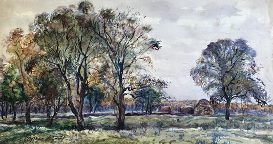 Watercolor painting Autumn in the forest  A. G. Cherkas