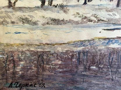 Watercolor painting Winter embellishments A. G. Cherkas