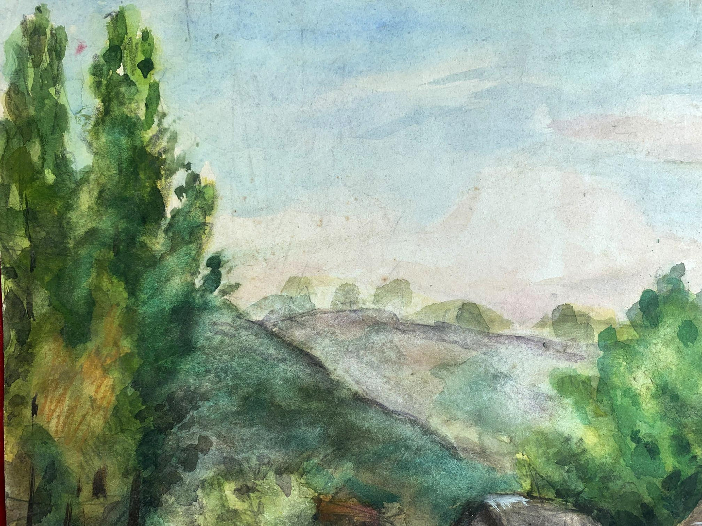 Watercolor painting Cozy village A. G. Cherkas