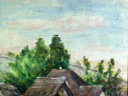 Watercolor painting Cozy village A. G. Cherkas