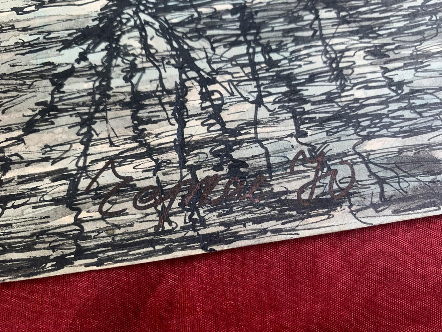 Ink painting Houses after the rain A. G. Cherkas