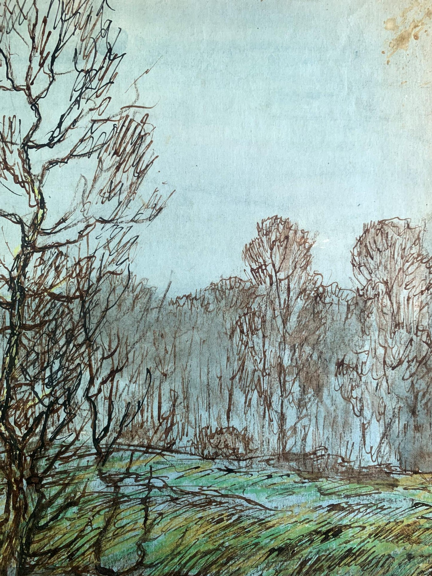 Watercolor painting Boat on the lake A. G. Cherkas