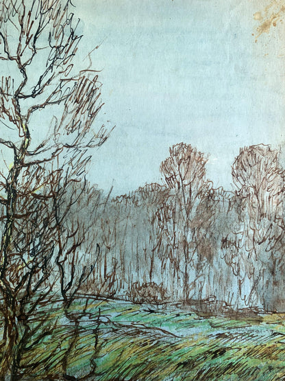 Watercolor painting Boat on the lake A. G. Cherkas