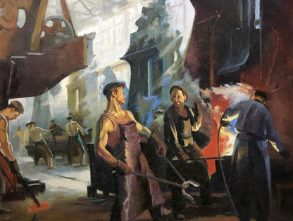 Oil painting Factory everyday life Vl. Tverdokhleb
