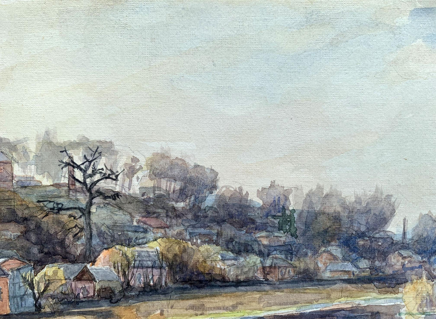 Watercolor painting Near the river Severin Alexey Alexandrovich