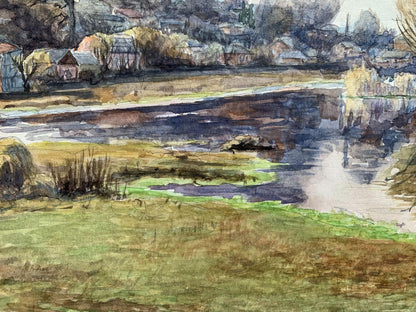 Watercolor painting Near the river Severin Alexey Alexandrovich