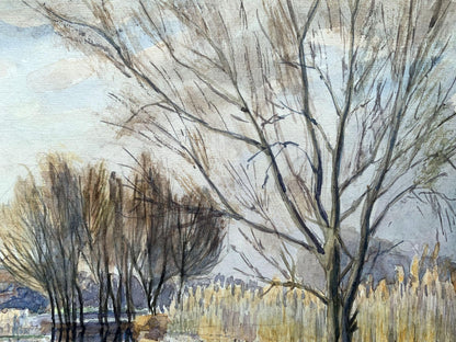 Watercolor painting Near the river Severin Alexey Alexandrovich